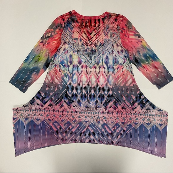 One World Women’s Top Colorful Stained Glass Geometric W/Rhinestones Cro… - Picture 4 of 11